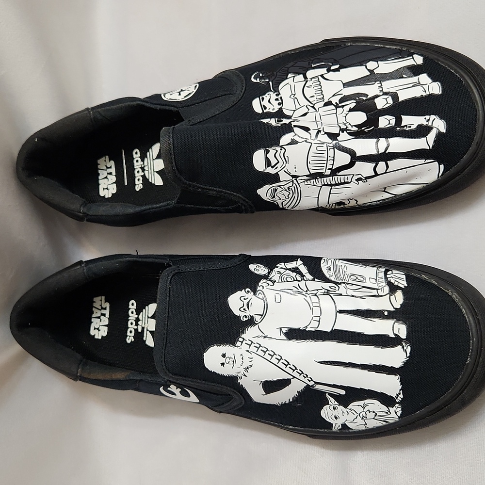 Adidas X Star Wars Court Rallye Black Canvas Slip-On Sneakers (M Size 11)